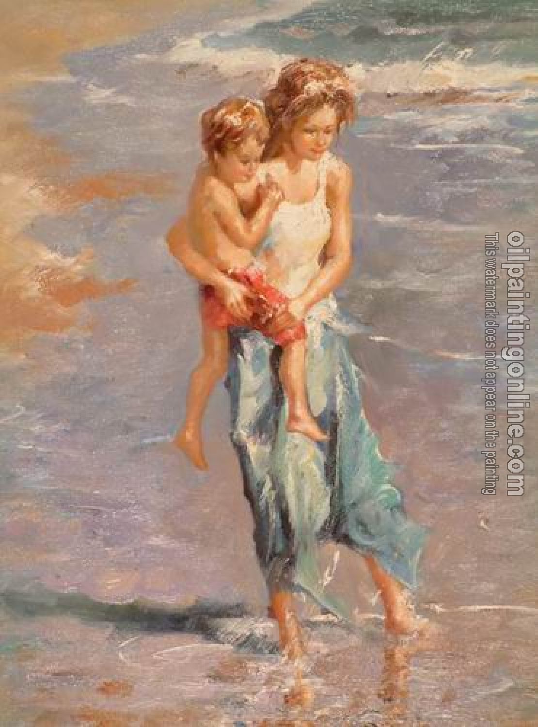 Oil Painting Reproduction - Children on Beach